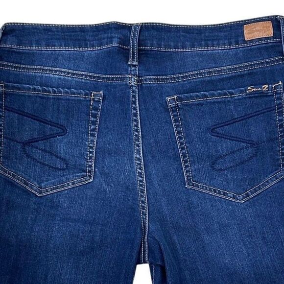 Seven7 Sunset Denim Bermuda Shorts Women's Size 10 Blue Rolled Cuffs Stretch - Picture 5 of 11